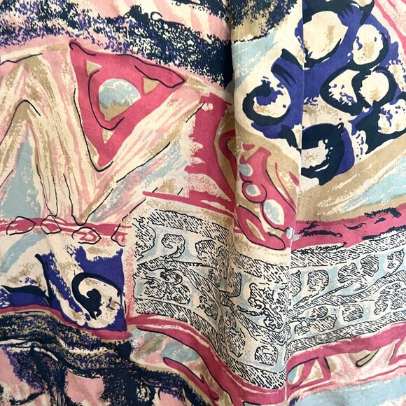 90s Silk Abstract Nehru Shirt - Long Sleeve - Mens - Size Large - Hamid Fashions - Picture 9 of 10